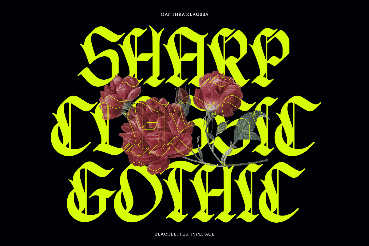 Manthra Klaussa Blackletter Typeface, a Blackletter Font by Denustudios (Photo 3 of 12)