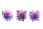 Magenta and Blue Fantasy Roses clipa, an Illustration by Designworld (Thumbnail 5 of 5)