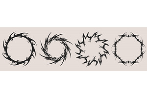 Tribal tattoo circle frames set, an Object Illustration by art PVP - market