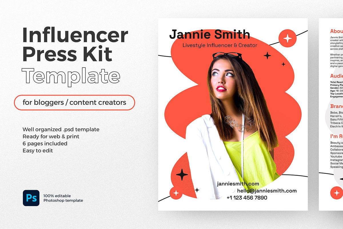 Influencer Media Press Kit / EPK, a Resume Template by vinyljunkie (Photo 1 of 8)
