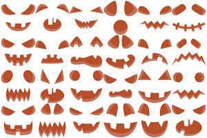 Halloween Pumpkin Monster Face Set 1