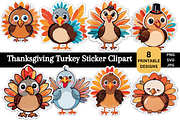 Thanksgiving Turkey Sticker Clipart, an Animal Illustration by Stickera Hub (Thumbnail 1 of 8)
