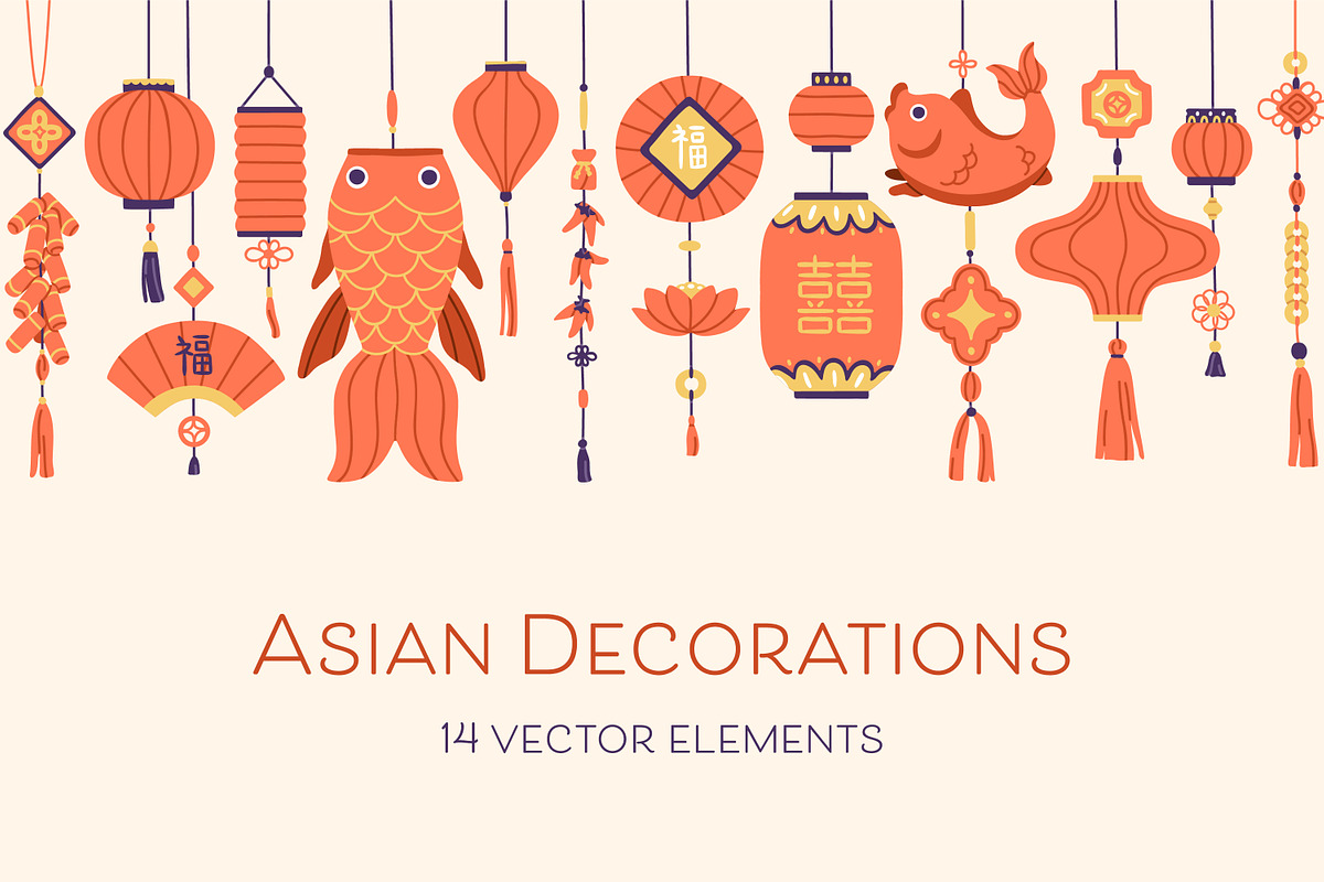 Asian decorations, Chinese ornaments, a Decorative Illustration by Good Studio (Photo 1 of 6)