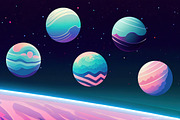 80s Vaporwave Planet Space Clipart, an Illustration by Paper Element (Thumbnail 4 of 7)