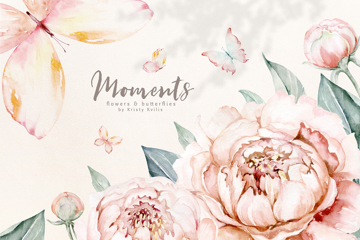 Watercolor peonies and butterflies, an Animal Illustration by Peace ART (Photo 1 of 14)