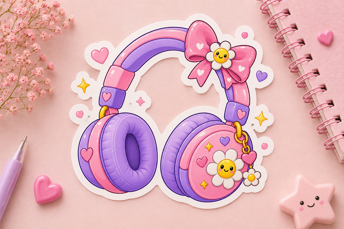 Kawaii Pastel Daisy Dream Headphones, an Object Illustration by HyeRi (Photo 7 of 7)
