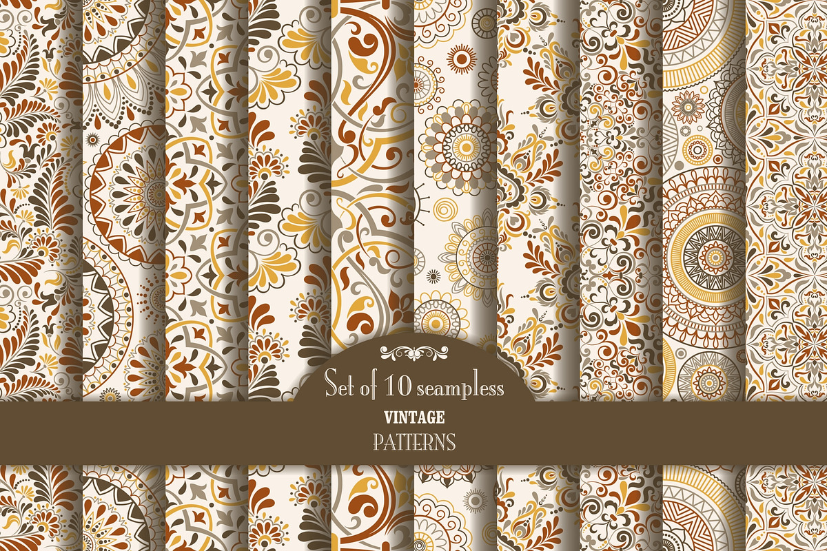 Set of 10 seampless pattern Baroque, a Pattern Graphic by NataLito (Photo 1 of 6)