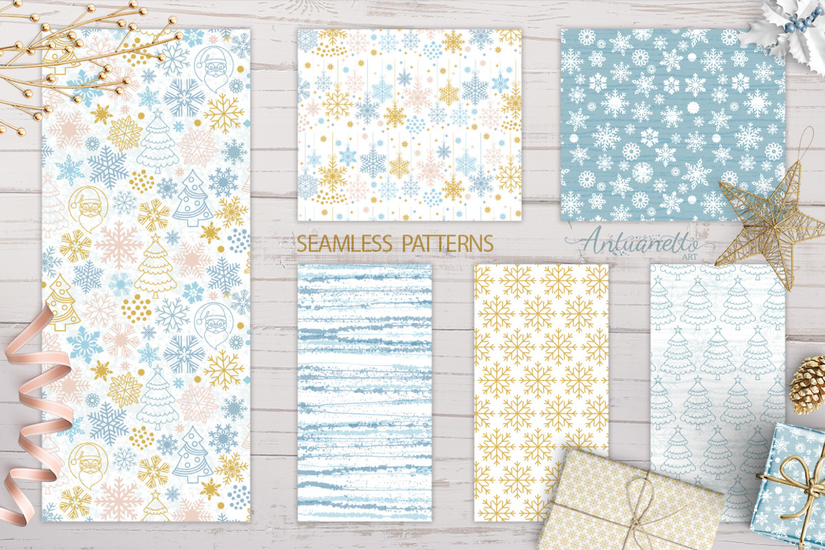 Sparkling snowflakes collection, a Seasonal Illustration by antuanetto (Photo 10 of 16)