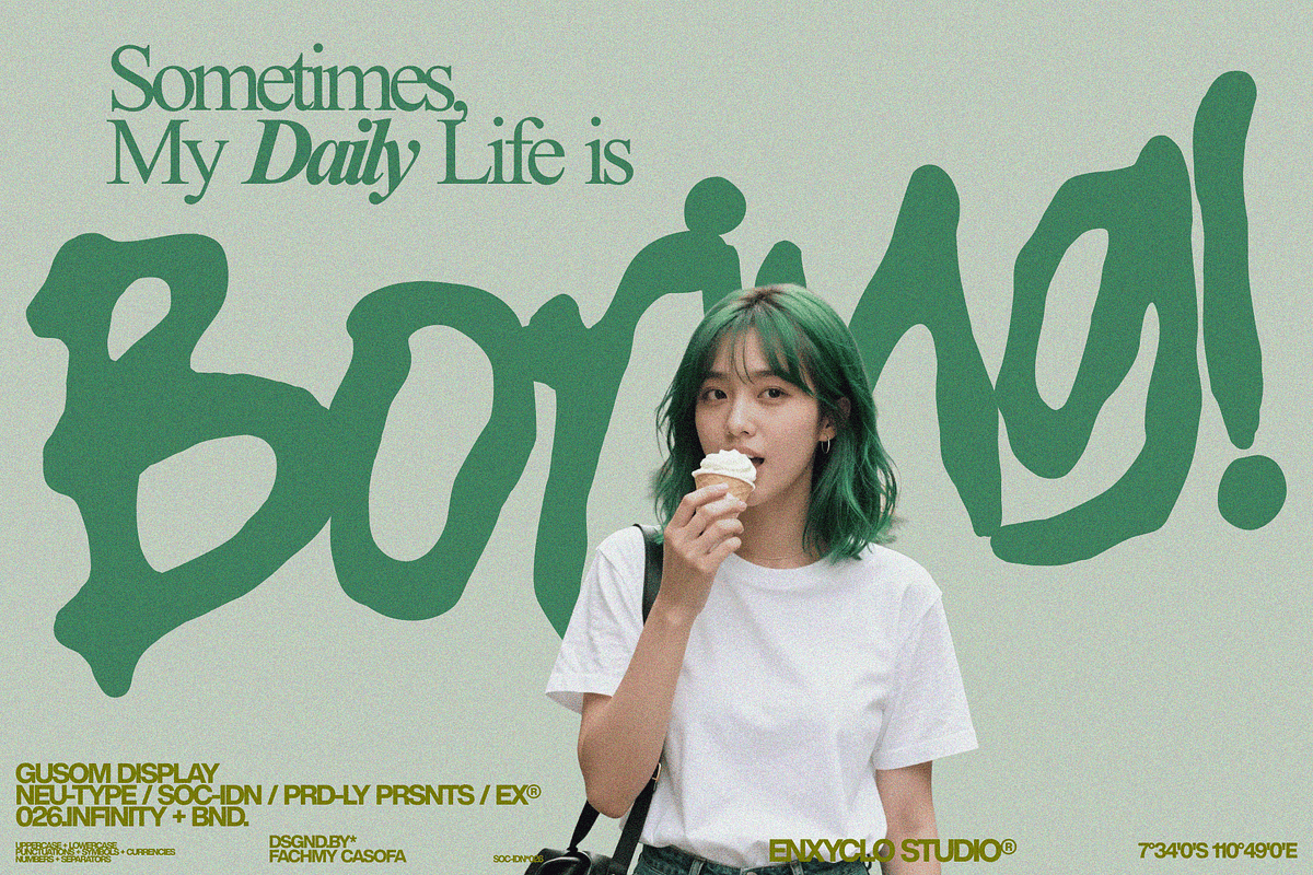 GUSOM — Gritty Poster Headline Font, a Handwritten Font by Enxyclo Studio (Photo 2 of 11)