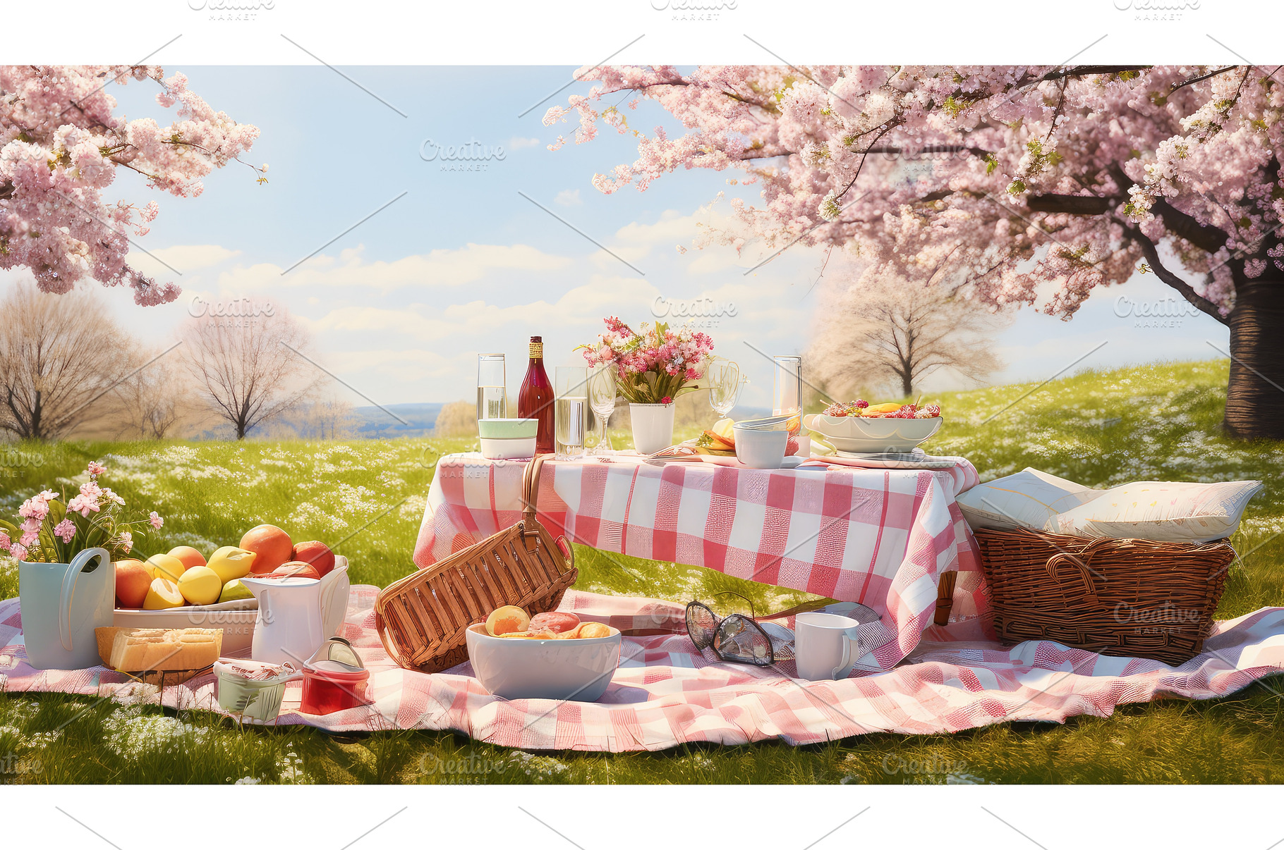 nature spring picnic ai generated, a Food & Drink Photo by pikepicture