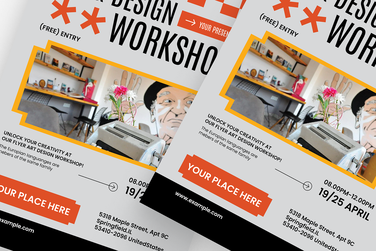 Grey Art & Design Workshop Flyer, a Flyer Template by SquidPixey (Photo 4 of 5)
