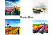 Watercolor Holland symbols clipart, an Object Illustration by Art and Funny (Thumbnail 4 of 6)