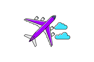 Airplane with clouds icon., a Transportation Illustration by incomible