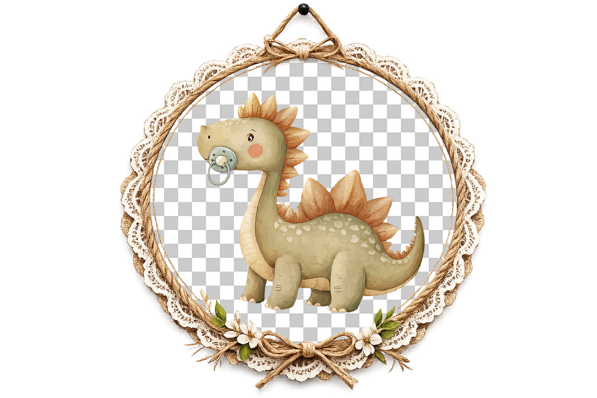 Watercolor Baby Dinosaur Clipart, an Illustration by DreamArtGraphic (Photo 7 of 8)