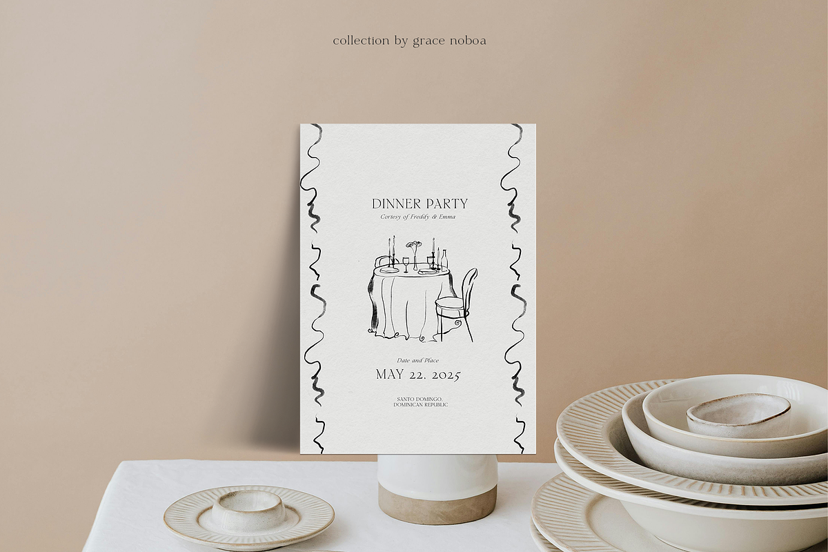 Ink dolce vita womanhood line art, an Object Illustration by Grace Noboa Illustrations (Photo 10 of 17)