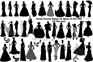 Formal Dressed Women AI Vector PNG