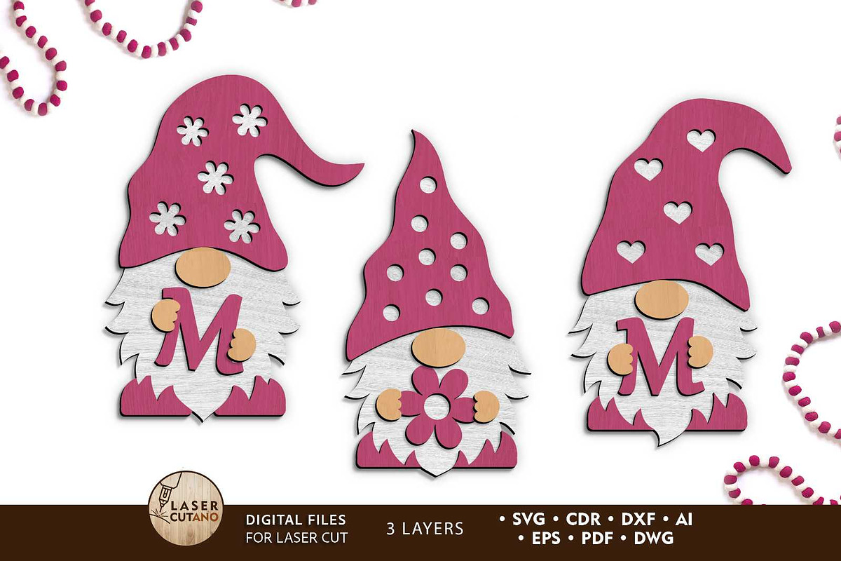Mother's Day Gnomes Multilayer Files, a Design Template by LaserCutano (Photo 1 of 4)