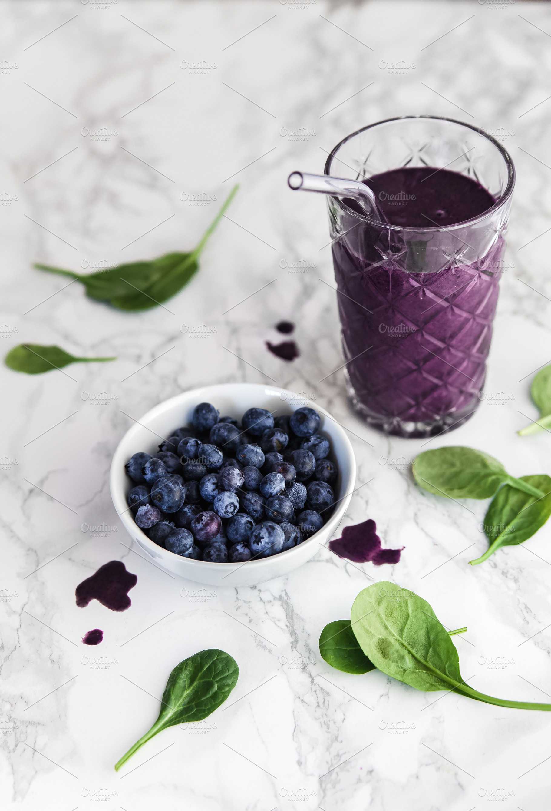 Blueberry smoothie in glass featuring smoothie, modern kitchen, and healthy, a Food & Drink Photo by Brand Spanking You