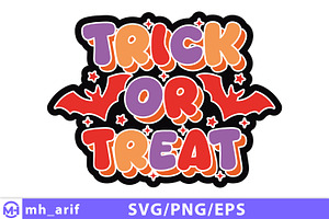 Retro Halloween Trick or Treat SVG, a Seasonal Illustration by mh_arif
