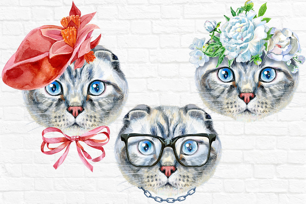 Portraits of scottish fold cat, an Animal Illustration by Watercolor fantasy (Photo 5 of 6)