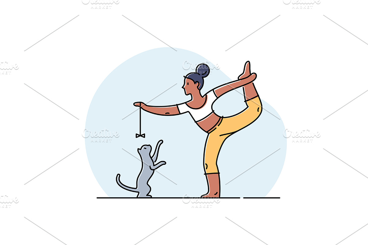 Yoga practice & cat illustration set, a Healthcare Illustration by tetiana.svirska (Photo 8 of 17)