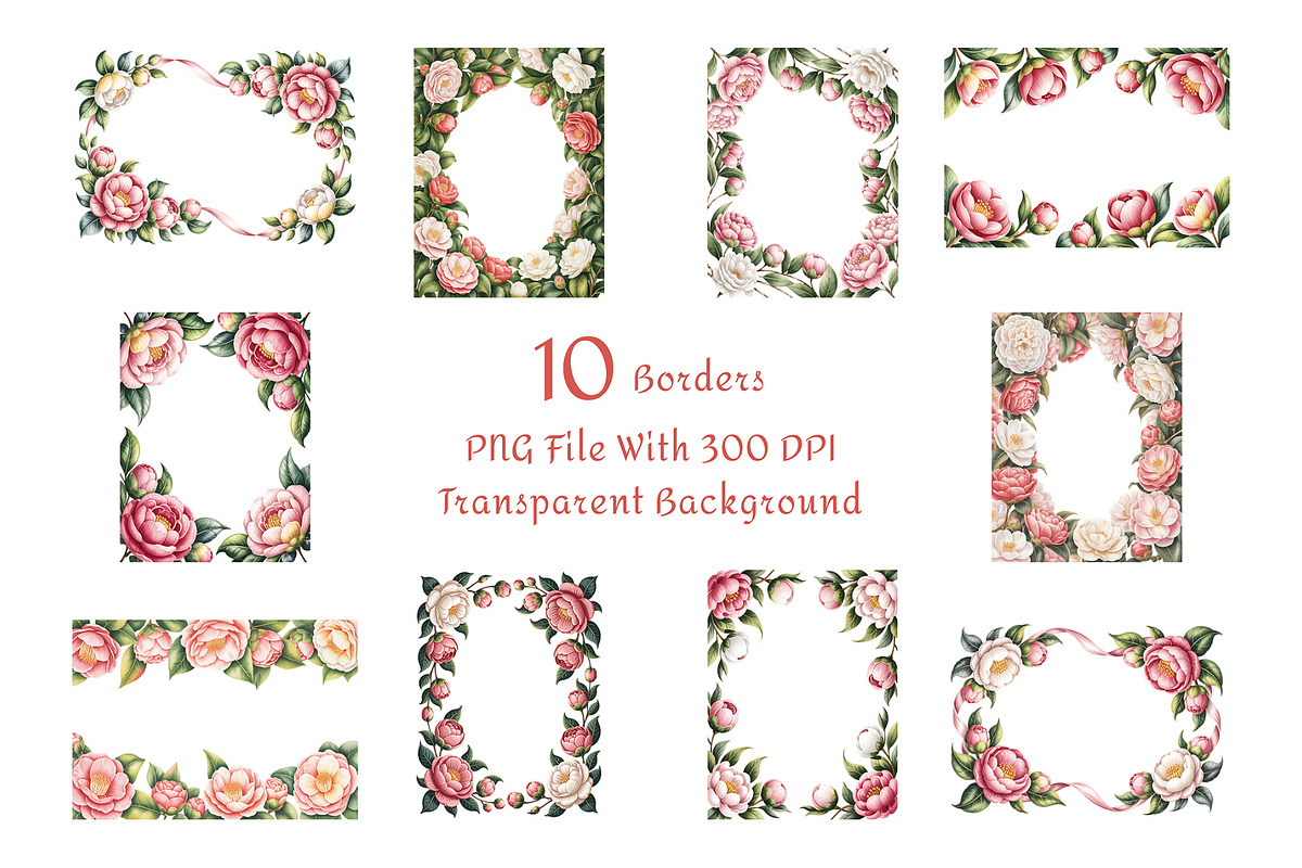 Camellia Watercolor Floral Clipart, a Decorative Illustration by ForhadGFX (Photo 5 of 14)