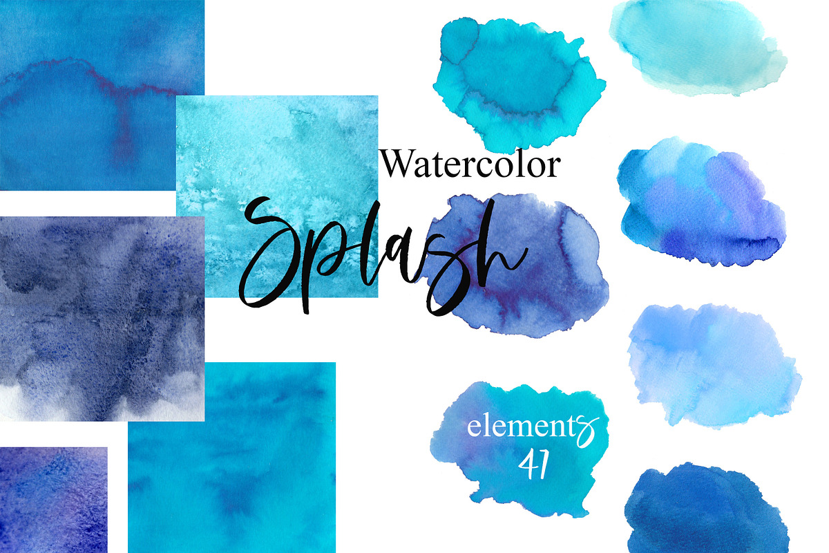 Watercolor blue splash,background., an Illustration by yulia.sukhanova (Photo 1 of 2)