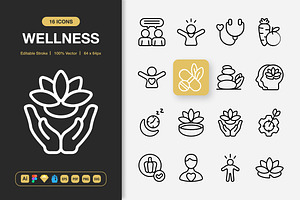 Wellness Icons, an Outline Icon by Spacepixel Creative