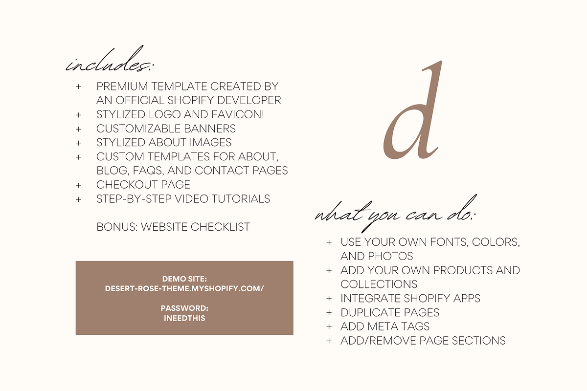 Minimal Shopify Theme | Desert Rose, a Templates & Theme by Easy Website Themes (Photo 8 of 8)