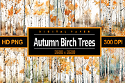 Watercolor Autumn Birch Trees Forest, an Object Graphic by Printable Treasure (Thumbnail 1 of 9)