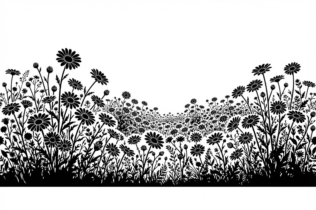 60 Daisy Flower Field Silhouette, a Seasonal Illustration by Amazin_art (Photo 19 of 22)