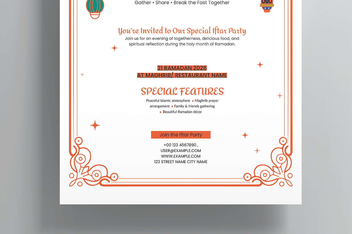 Iftar Party Invitation Card, a Stationery Template by MightyDesign (Photo 3 of 8)