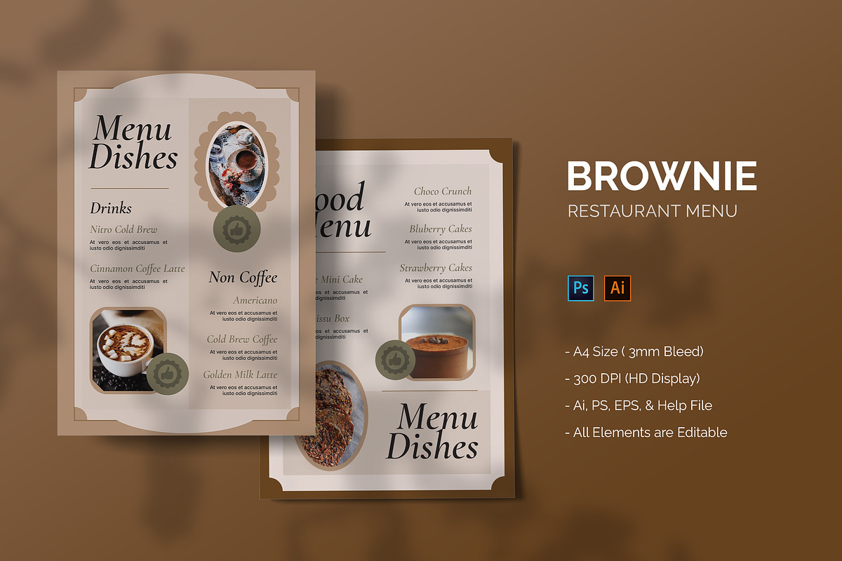 Brownie - Restaurant Menu, a Print Template by StreaksideStd (Photo 1 of 2)
