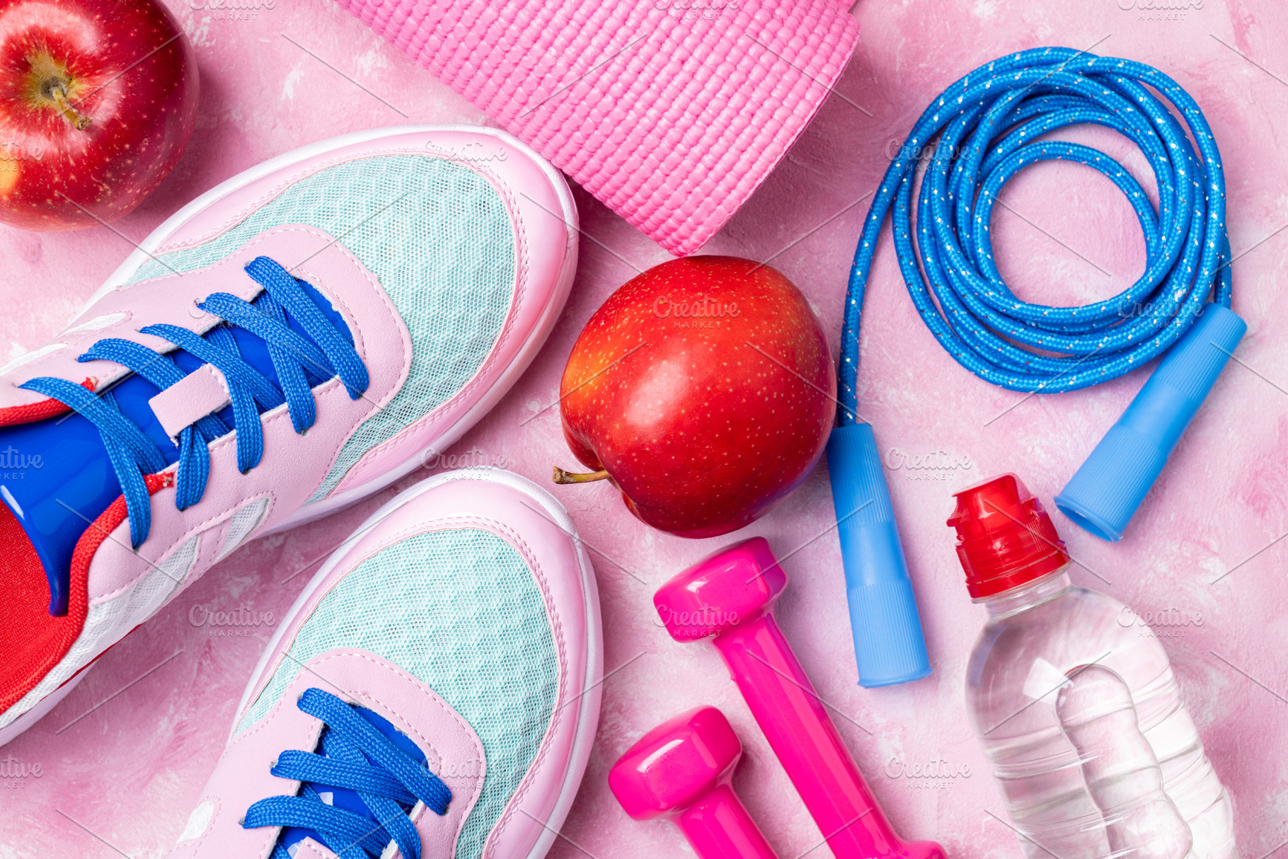 Yoga mat, sport shoes, jumping rope, a Sports & Recreation Photo by LanaSweet