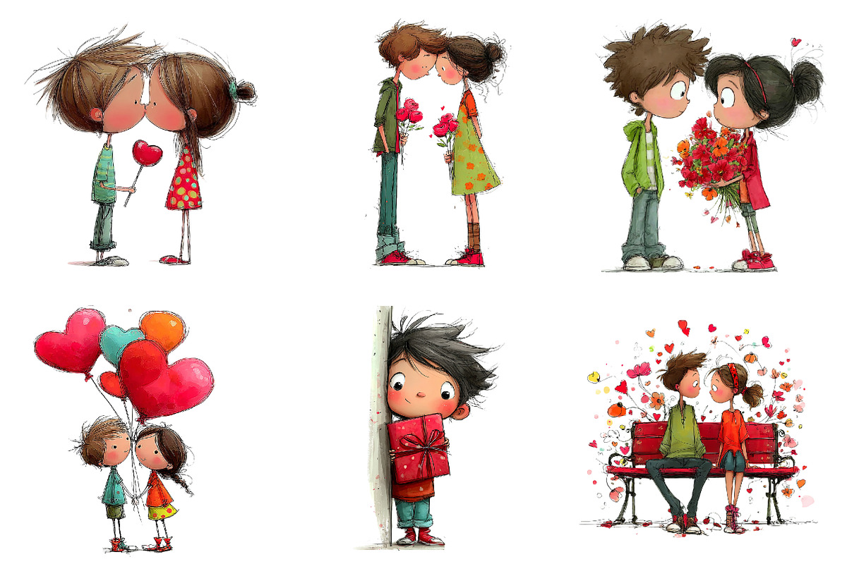 watercolor valentine couple clipart, an Illustration by CreationArt (Photo 4 of 6)