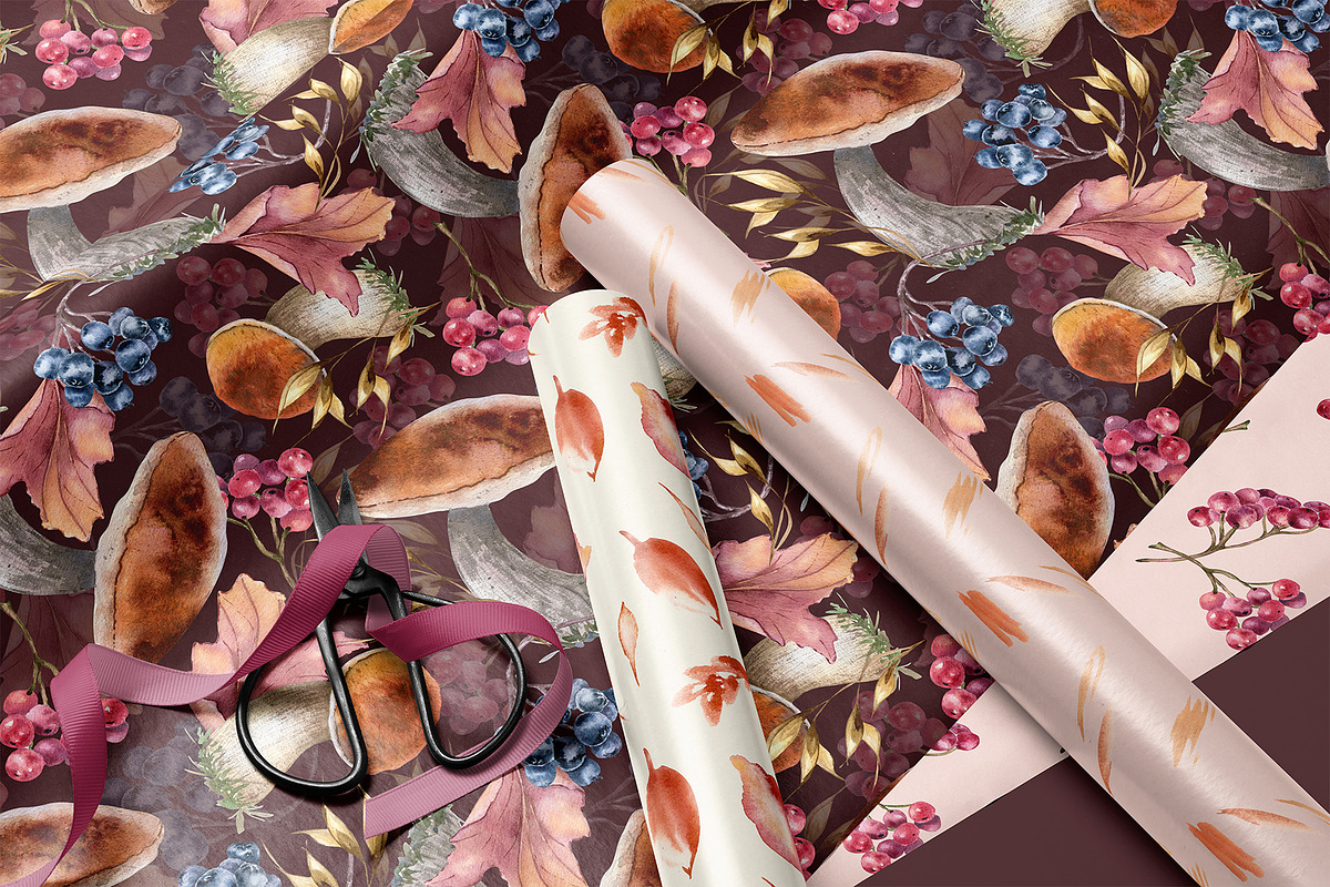 Autumn botanical seamless patterns, an Illustration by Kate Lanbina (Photo 6 of 13)