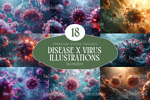 18 Disease X Virus Illustrations, a Technology Illustration by Incomelion