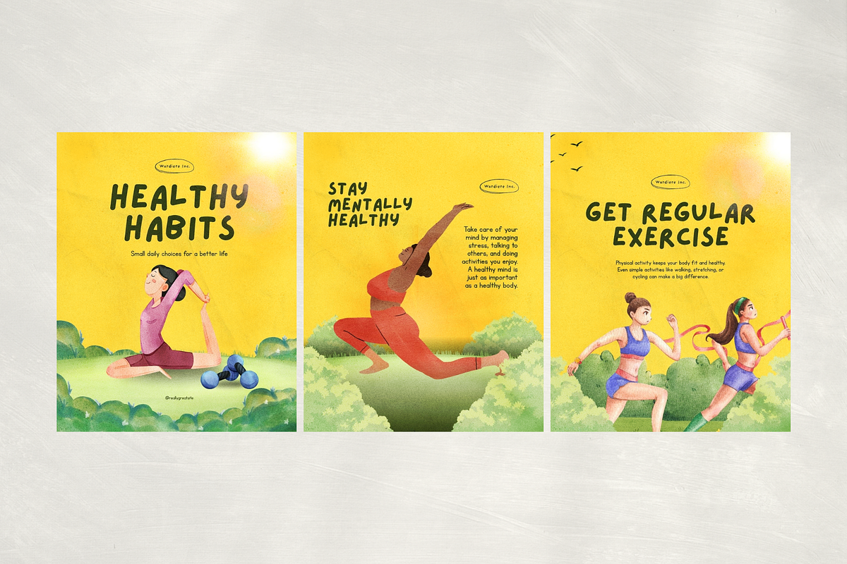Canva Healthy Habits Carousel, a Social Media Template by Dstudio (Photo 1 of 4)