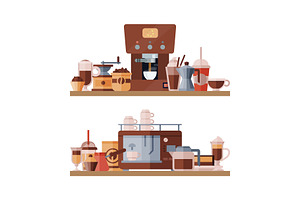 Coffee Elements Shelf Vector