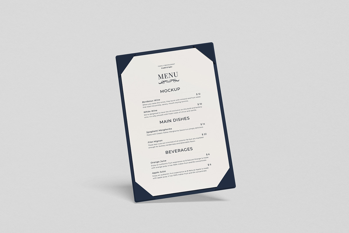 Restaurant Menu Mockup, an Advertising Mockup by AnasStudio (Photo 4 of 5)