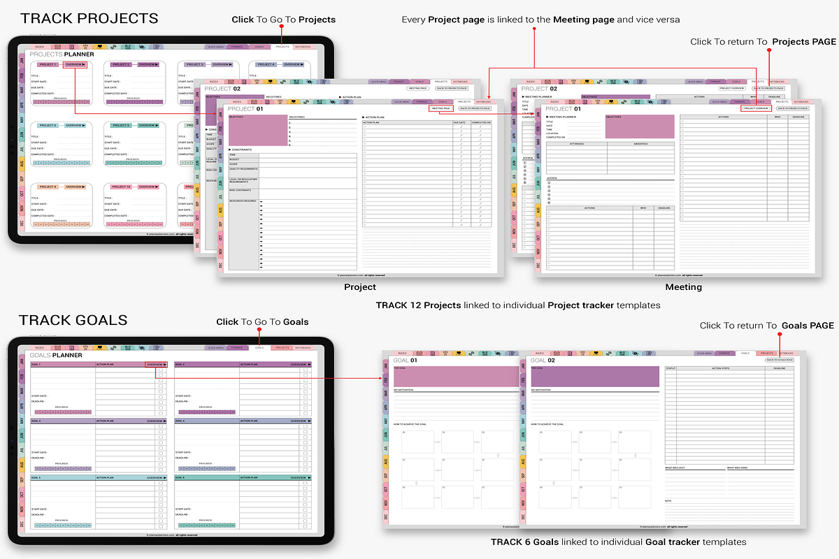 Vibrant Rainbow Digital Planner 2025, a Templates & Theme by Plamarplanners (Photo 9 of 11)