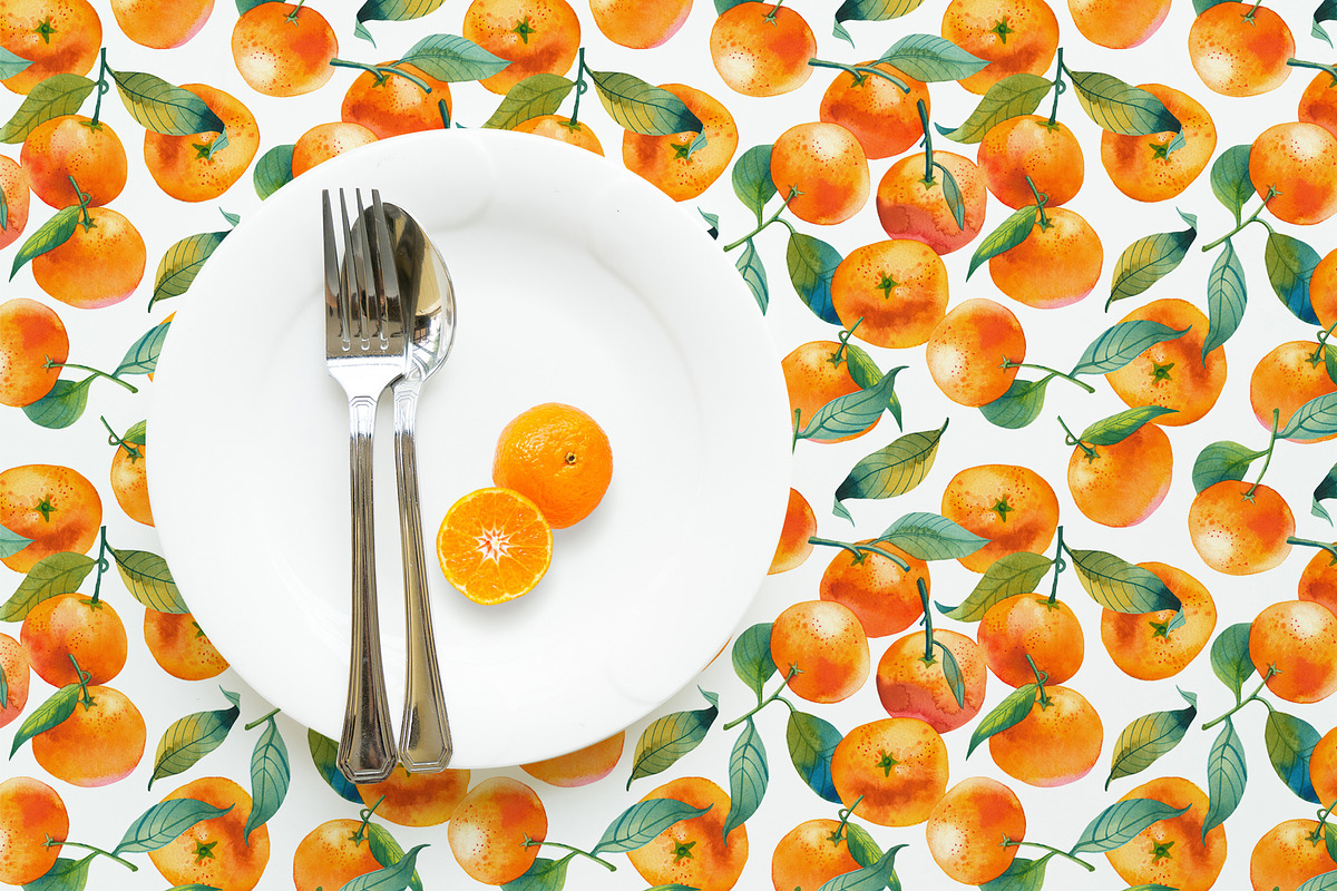 Watercolor Mandarin Fruits Vol. 1, a Food Illustration by Olga Begak Art & Design (Photo 6 of 10)
