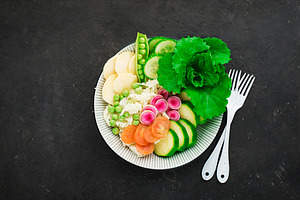 Vegetables summer fruit detox bowl featuring above, air, and appetizer