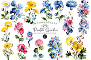 Pastel Garden Watercolor Flowers, an Illustration by DreamCafeArt (Thumbnail 1 of 6)