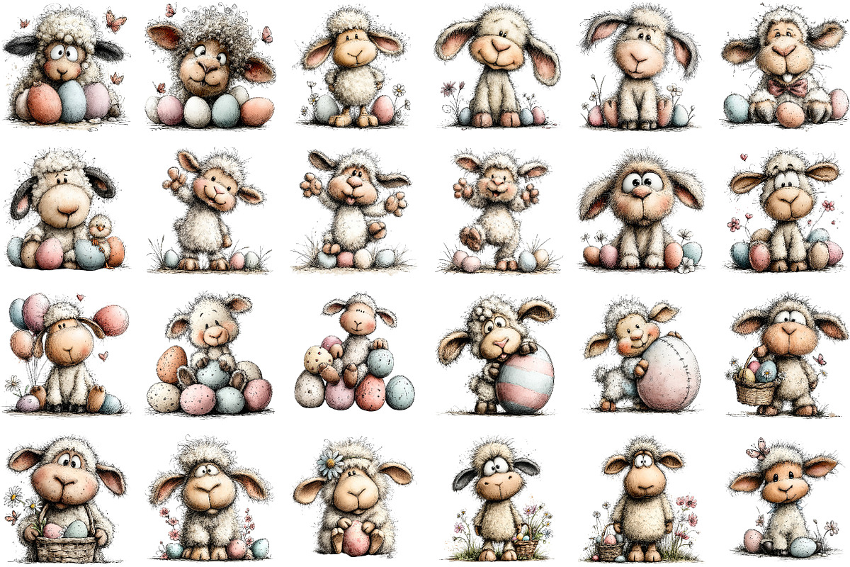 Whimsical Easter Sheep Clipart, an Illustration by Sublimation Artist (Photo 2 of 7)