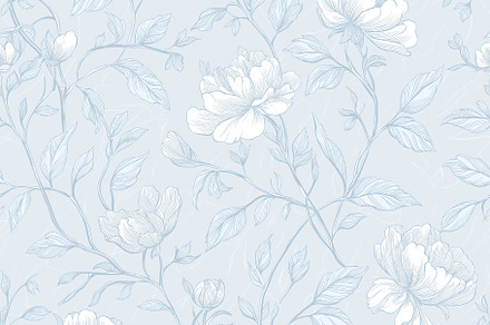 Seamless pattern repeat botanical floral design for wallpaper, f, a Pattern Graphic by Anneleven