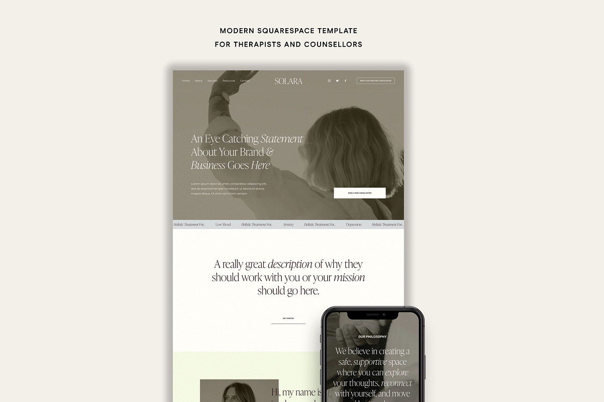 Therapist Squarespace Template, a Templates & Theme by Lexi by Design Studio (Photo 2 of 9)