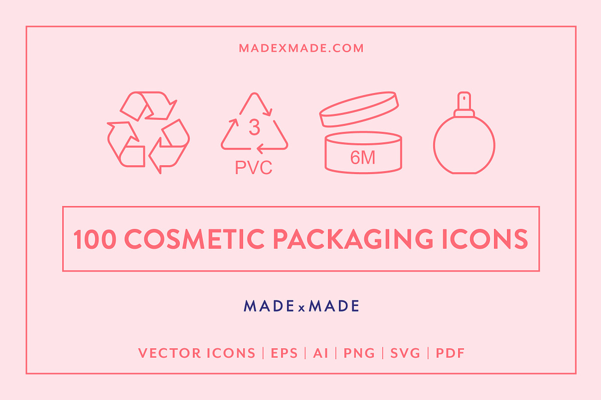 Cosmetic Packaging Line Icons, an Outline Icon by Made by Made (Photo 1 of 9)