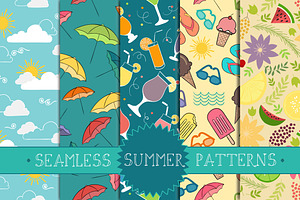 Seamless Summer Patterns Vector