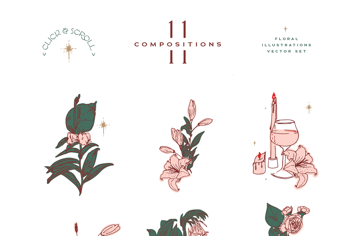 Floral Vector Set - BeauTanicals, an Illustration by PiiNK iiNK STUDiO (Photo 2 of 9)